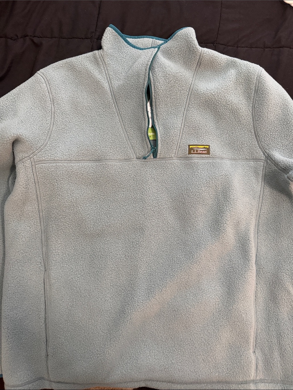 L.L. Bean Men's Light Blue Quarter-Zip Fleece Pullover